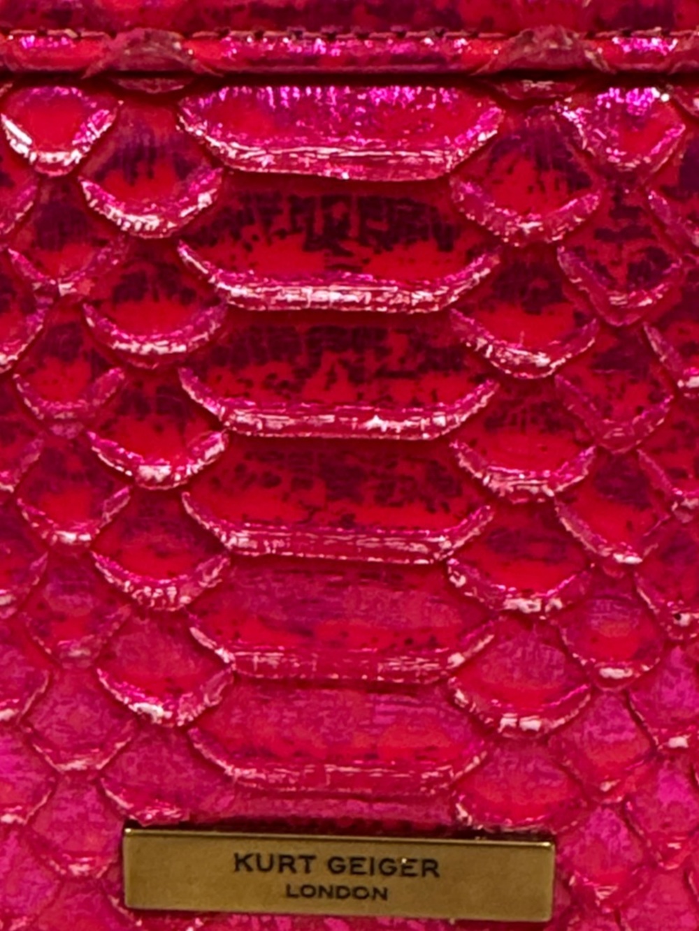 Kurt Geiger Bag Kensington Snake Embossed Sample Sale Pink Textured Crossbody - Picture 10 of 17
